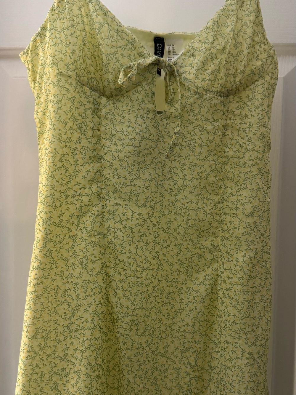 H&M Yellow Floral Tie-Front Sundress  XS NWT